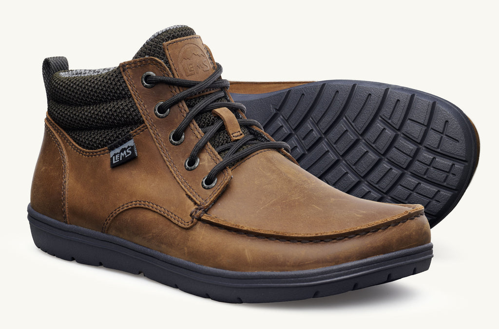 Brown Men\'s Lems Leather Boots Boulder | ZHS3395CM