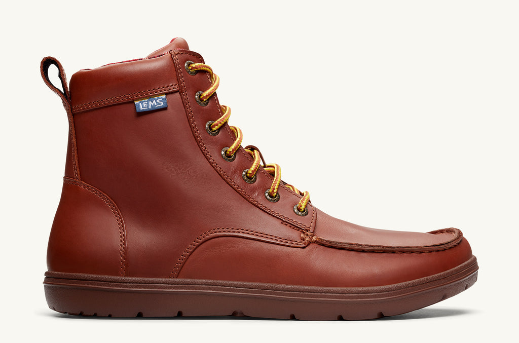 Deep Red Women's Lems Leather Boots Boulder | EMY197LT