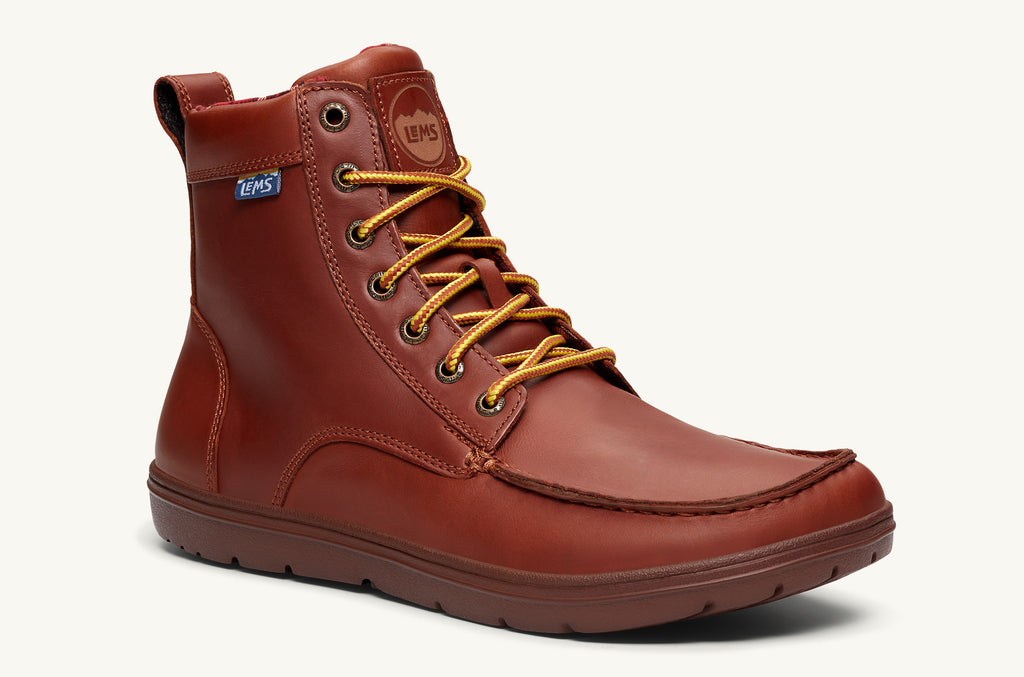 Deep Red Women's Lems Leather Boots Boulder | EMY197LT
