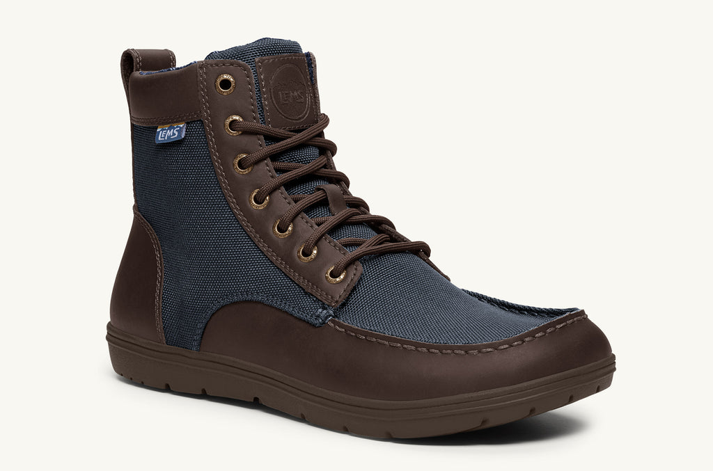 Navy Brown Men's Lems Nylon Boots Boulder | HXJ426BW