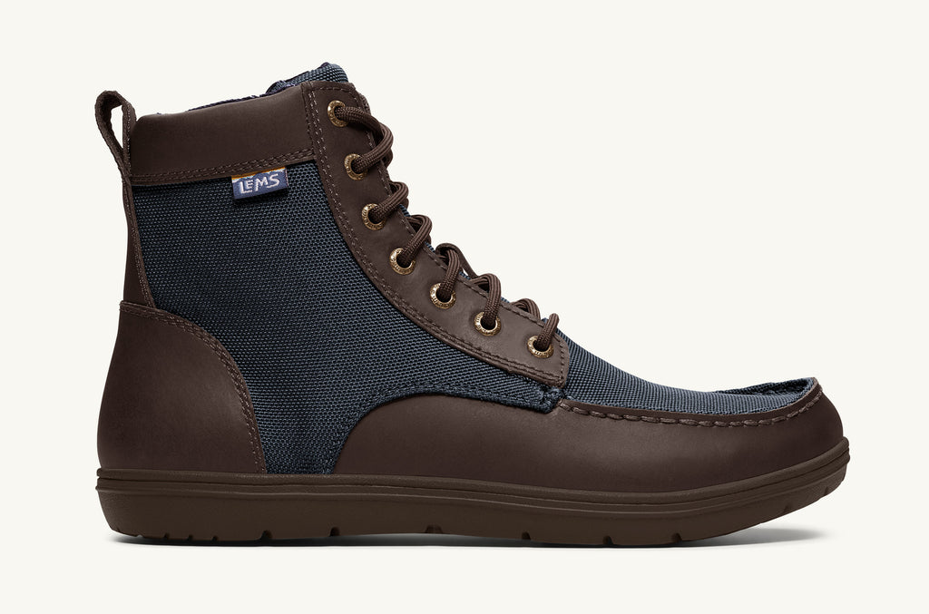 Navy Brown Men's Lems Nylon Boots Boulder | HXJ426BW